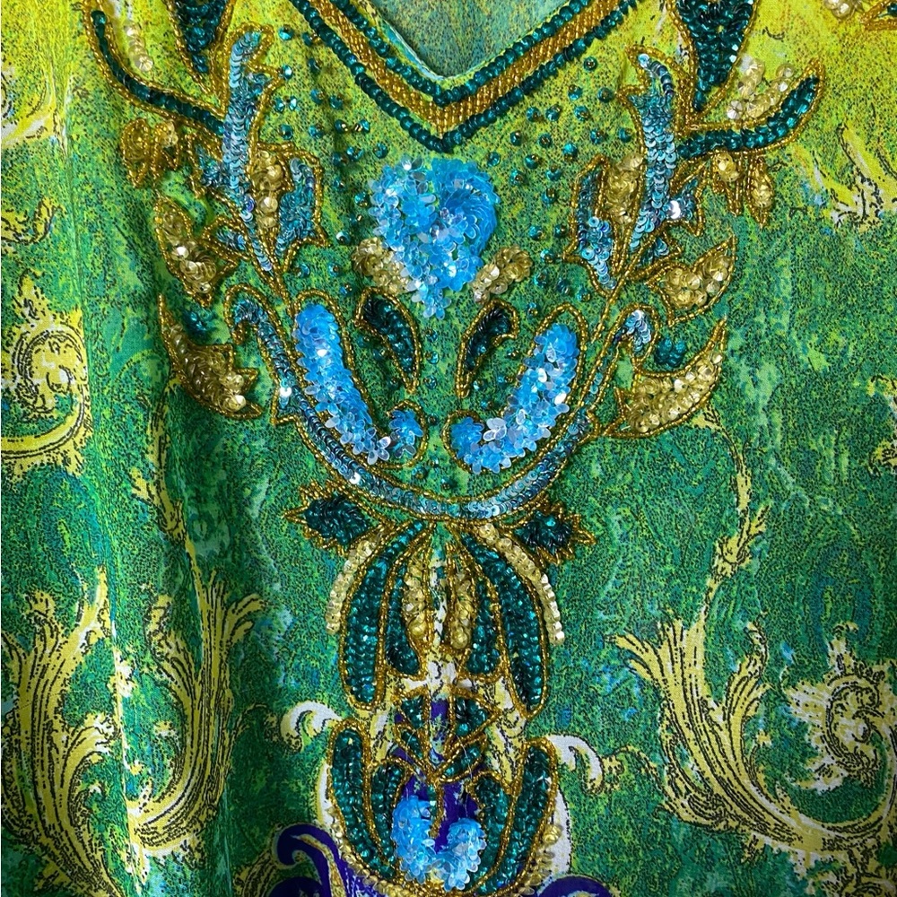 Vibrant Yellow-Green Floral Maxi Dress - Picture 6 of 9